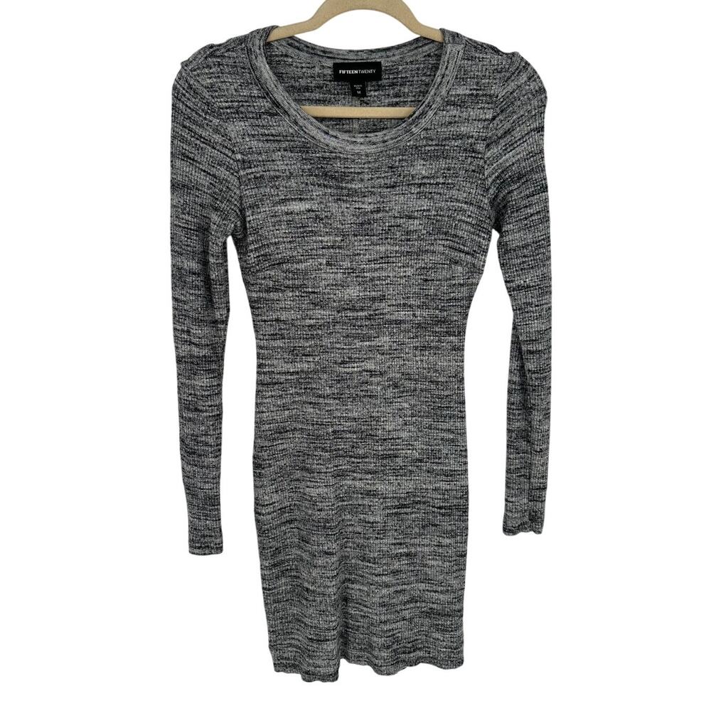 Fifteen Twenty Black White Space Dye Sweater Dress Stretch Going Out Party M